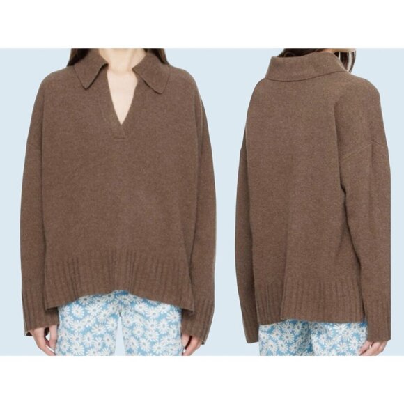 Reformation Sweaters - REFORMATION Otto Regenerative Wool Brown Polo Pullover Sweater Sz XS